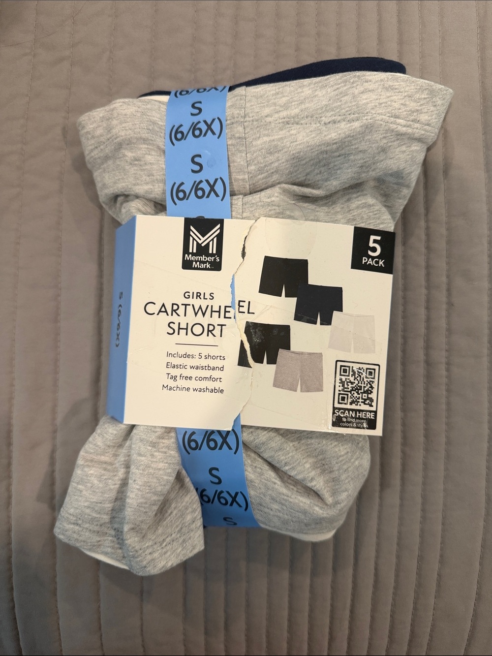Member's Mark Girls Cartwheel Shorts - Gray - 5 Pack-Size 6/6X